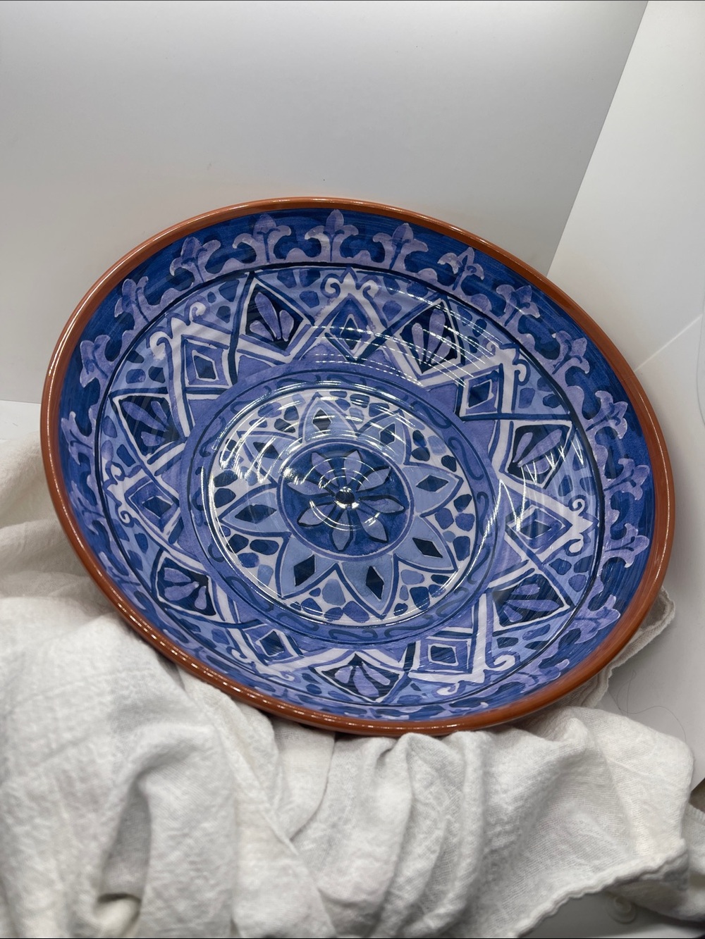 Large Serving Bowl Tommy Bahama Blue White Medallion Large Melamine Spanish Tile